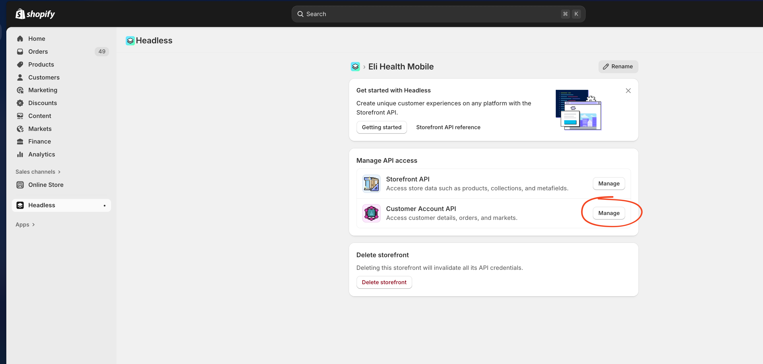 Step 2: Manage Customer Account API